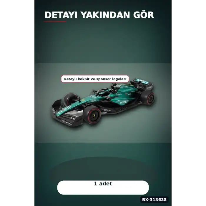 1:32 Aston Martin F1 Metal Diecast Model Araba - Çek Bırak Oyuncak, Koleksiyon BX-313638