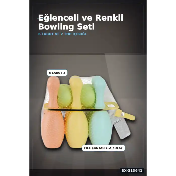 Plastik Bowling Seti 6 Labut 2 Top 29x20x32 cm - Fileli Spor Oyuncağı, 18 Ay+ BX-313641