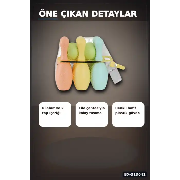 Plastik Bowling Seti 6 Labut 2 Top 29x20x32 cm - Fileli Spor Oyuncağı, 18 Ay+ BX-313641