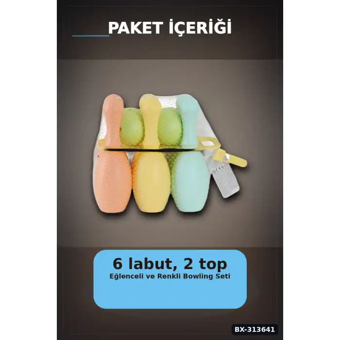 Plastik Bowling Seti 6 Labut 2 Top 29x20x32 cm - Fileli Spor Oyuncağı, 18 Ay+ BX-313641