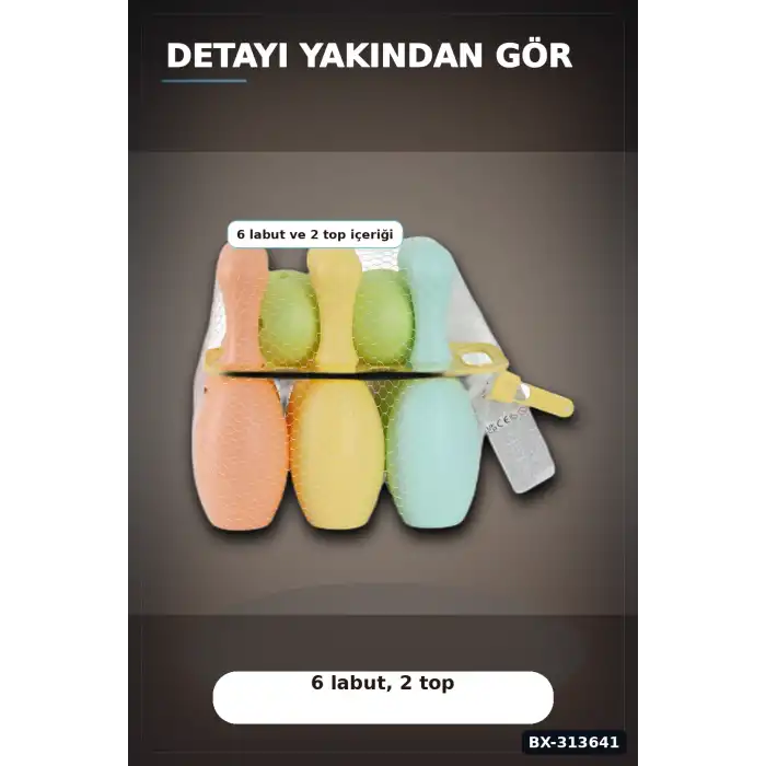 Plastik Bowling Seti 6 Labut 2 Top 29x20x32 cm - Fileli Spor Oyuncağı, 18 Ay+ BX-313641