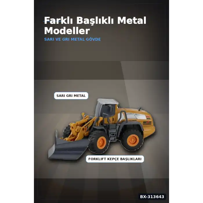 Hareketli Kepçe Kolu 14 cm Metal Iş Makinesi - 3+ Yaş Inşaat Araç Seti BX-313643