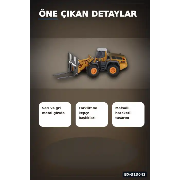 Hareketli Kepçe Kolu 14 cm Metal Iş Makinesi - 3+ Yaş Inşaat Araç Seti BX-313643