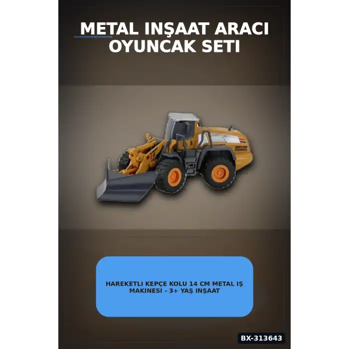 Hareketli Kepçe Kolu 14 cm Metal Iş Makinesi - 3+ Yaş Inşaat Araç Seti BX-313643