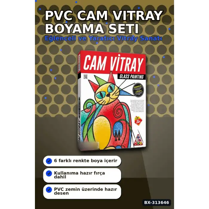 PVC Baski Desenli Cam Vitray Boyama Seti - 1 Adet Cocuk El Beceri Sanat Hediyesi BX-313646