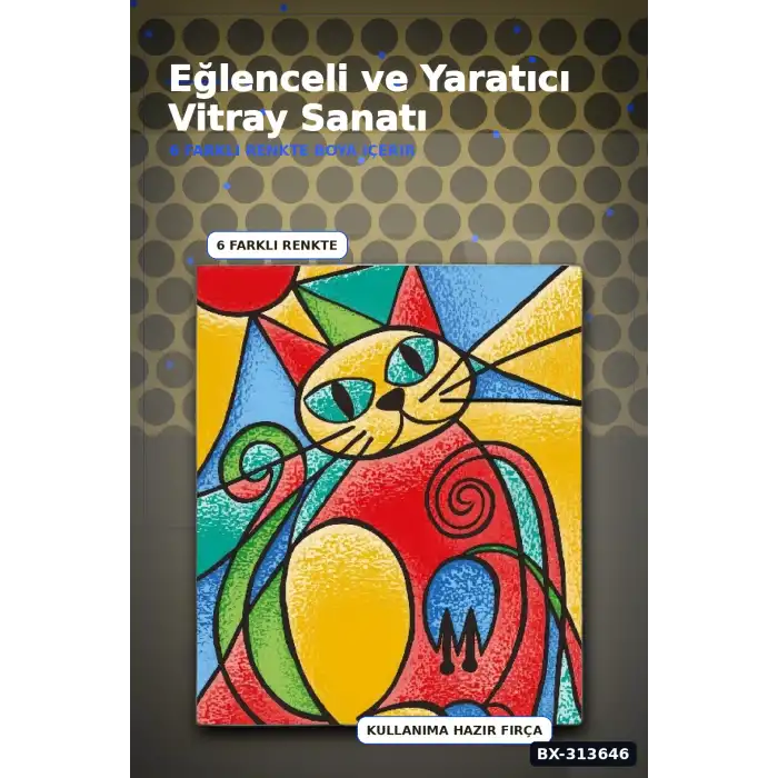 PVC Baski Desenli Cam Vitray Boyama Seti - 1 Adet Cocuk El Beceri Sanat Hediyesi BX-313646