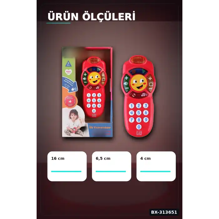 Işıklı Sesli 30+ Şarkılı Bebek Kumanda Oyuncak - 1 Adet, 6-36 Ay Eğitici Oyun BX-313651