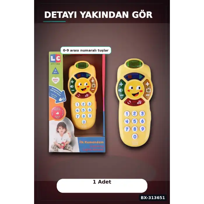 Işıklı Sesli 30+ Şarkılı Bebek Kumanda Oyuncak - 1 Adet, 6-36 Ay Eğitici Oyun BX-313651