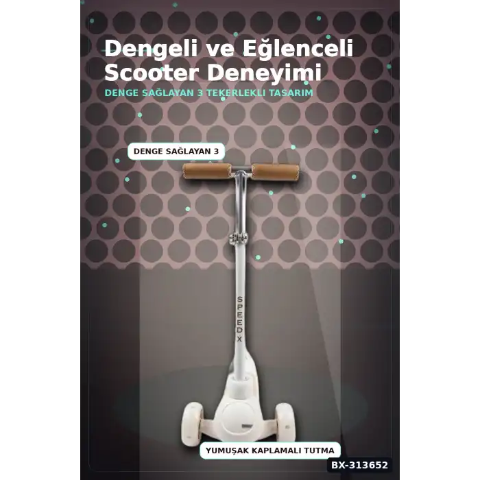 Işıklı Müzikli Round Scooter 1 Adet Çocuk Scooterı Açık Hava Eğlencesi BX-313652