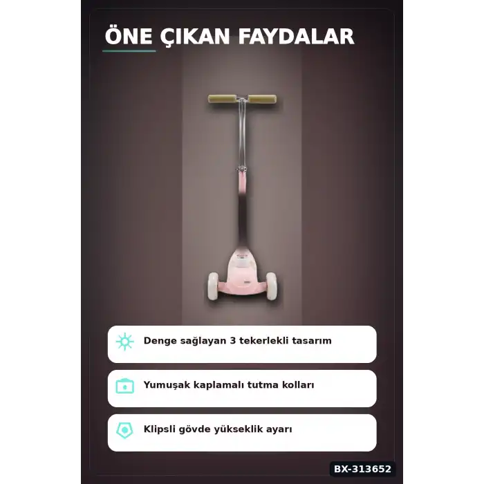 Işıklı Müzikli Round Scooter 1 Adet Çocuk Scooterı Açık Hava Eğlencesi BX-313652