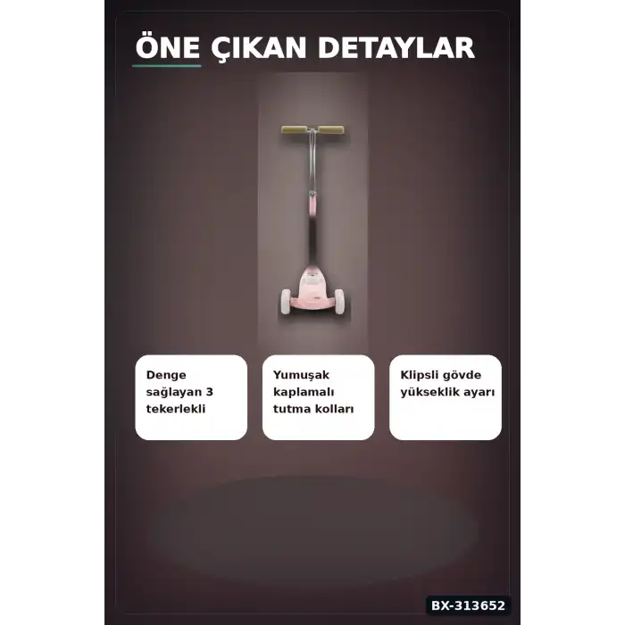 Işıklı Müzikli Round Scooter 1 Adet Çocuk Scooterı Açık Hava Eğlencesi BX-313652