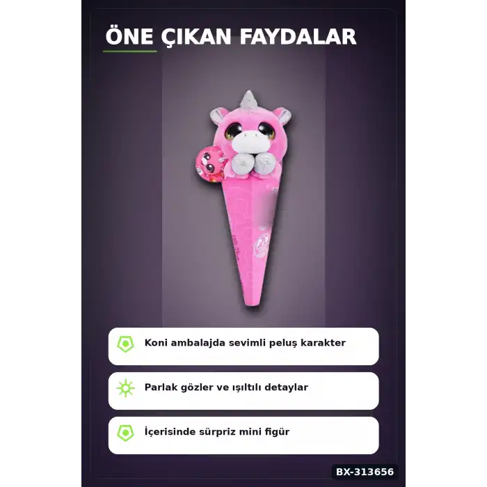Sürpriz Bebekli Koni Peluş Coco 28 cm - 6 Karakterden Rastgele 1 Adet, 3+ Yaş Hediye BX-313656