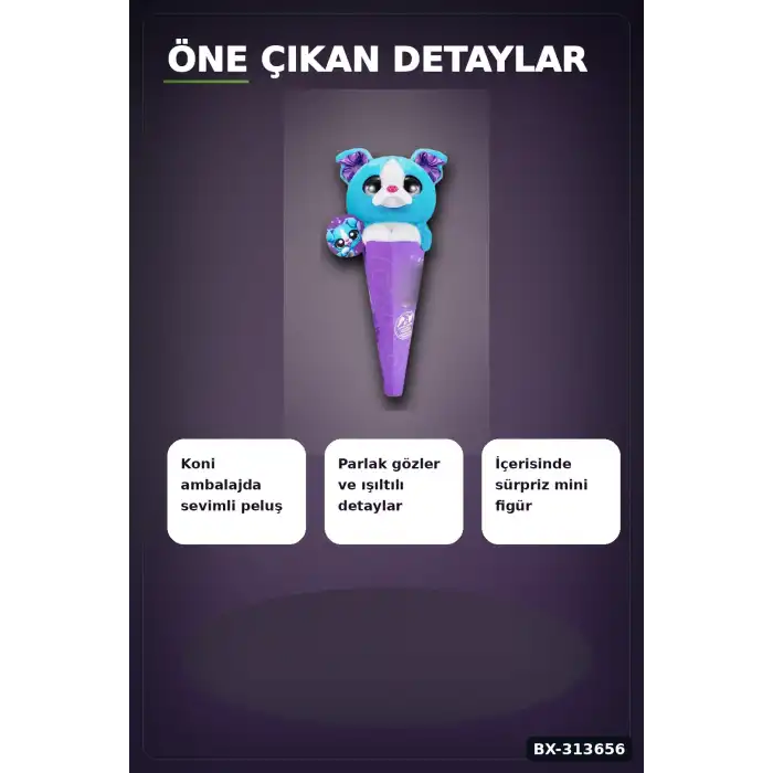 Sürpriz Bebekli Koni Peluş Coco 28 cm - 6 Karakterden Rastgele 1 Adet, 3+ Yaş Hediye BX-313656