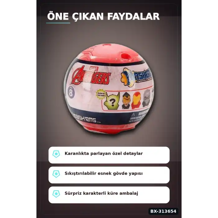 Sıkıştırılabilir 5 cm Avengers Süper Kahraman Figürü - Sürpriz Tekli Paket BX-313654