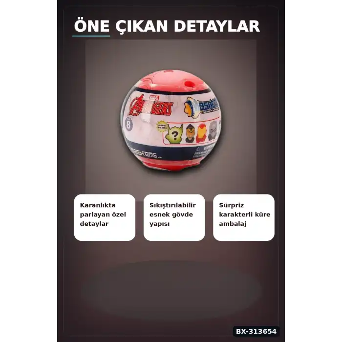 Sıkıştırılabilir 5 cm Avengers Süper Kahraman Figürü - Sürpriz Tekli Paket BX-313654
