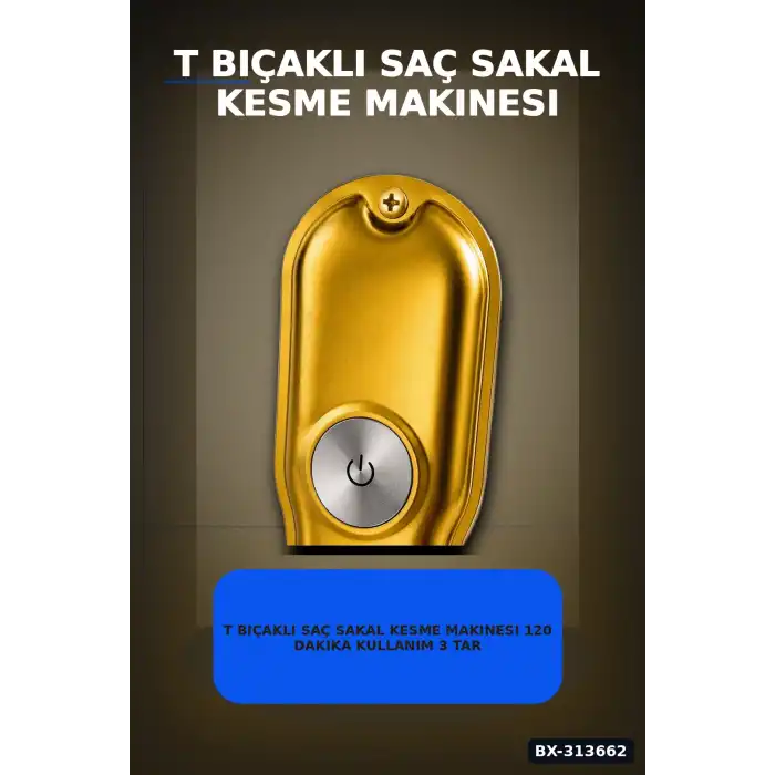 T Bıçaklı Saç Sakal Kesme Makinesi 120 Dakika Kullanım 3 Tarak USB Şarjlı Profesyonel BX-313662