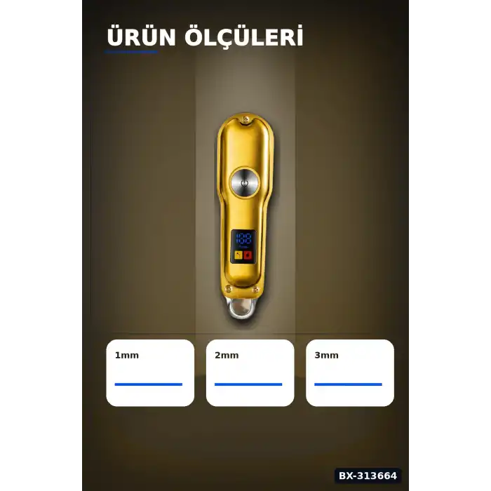 T Tipi Bıçaklı Kablolu Kablosuz Saç Sakal Kesme Makinesi 1 2 3 mm Tarak LED Ekran Turbo BX-313664