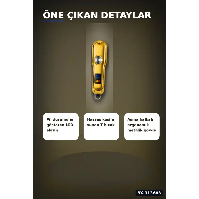 Turbo Modlu Erkek Tıraş Makinesi Led Ekran T Bıçaklı Ense Favori Şekillendirme Usb BX-313663