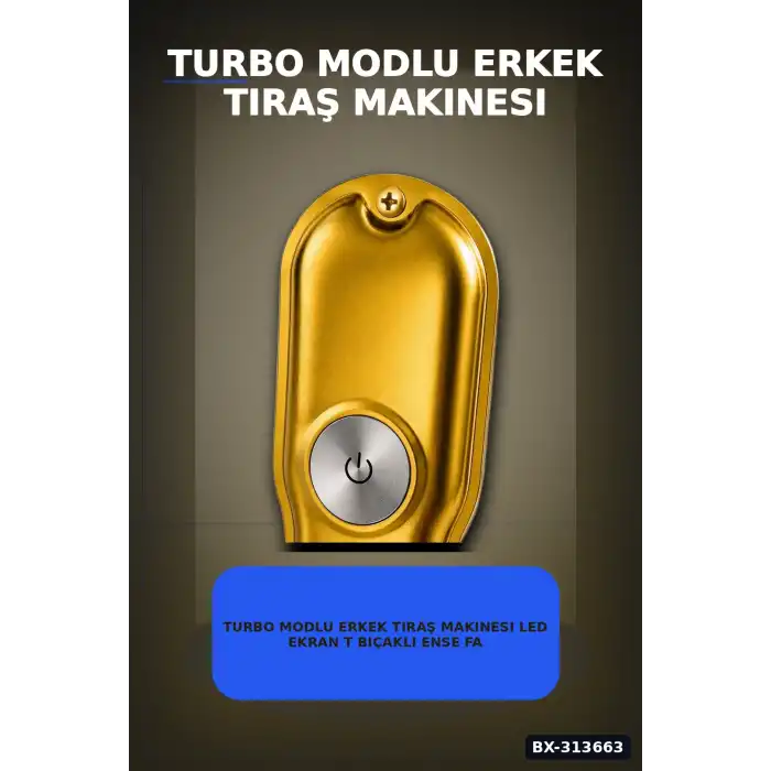 Turbo Modlu Erkek Tıraş Makinesi Led Ekran T Bıçaklı Ense Favori Şekillendirme Usb BX-313663