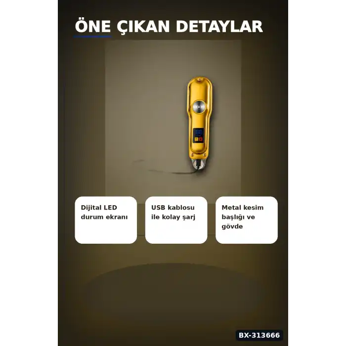 3 Taraklı Şarjlı Saç Sakal Tıraş Makinesi, Turbo Modlu LED Gösterge T Bıçak Kesim BX-313666