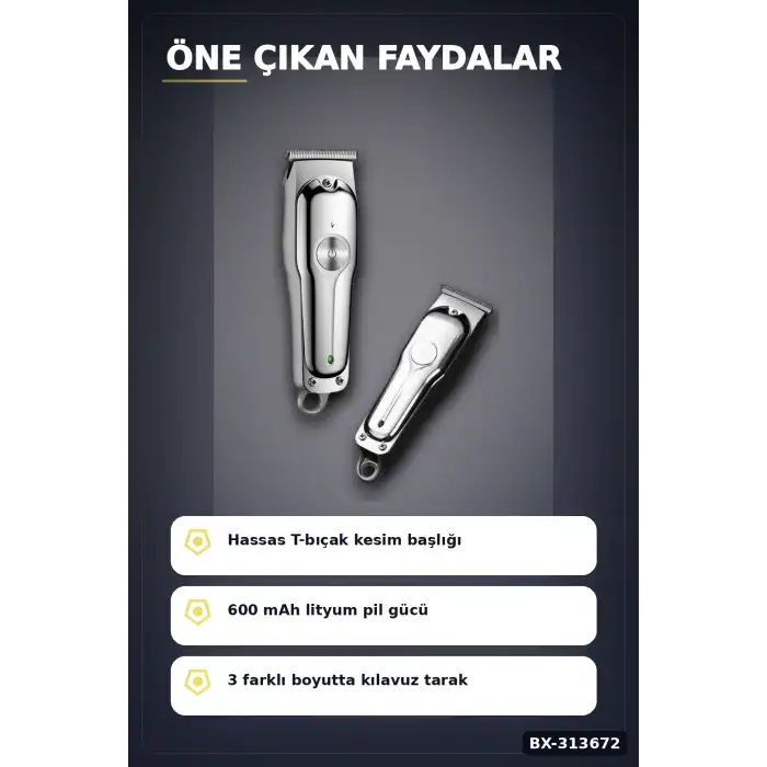 600 Mah Lityum Pil 3 Taraklı Tıraş Makinesi Lazer Epilasyon Öncesi Kısaltma BX-313672