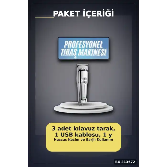600 Mah Lityum Pil 3 Taraklı Tıraş Makinesi Lazer Epilasyon Öncesi Kısaltma BX-313672