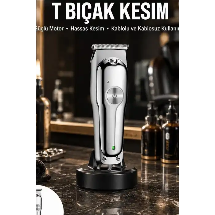 Lityum Pilli 600mAh Saç Sakal Kısaltma Makinesi 3 Taraklı USB Şarj LED Ekran BX-313673