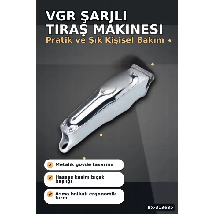 3 Başlıklı Şarjlı Tıraş Makinesi Paslanmaz Çelik Taraklı 14 cm 40 gr Sakal Saç Ense Tıraşı BX-313685