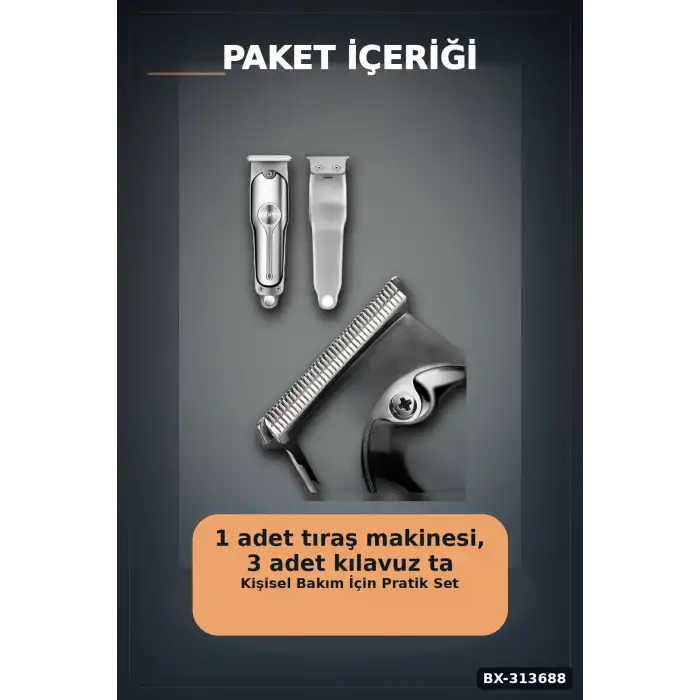 Turbo Hızlı 600 mAh Lityum Pil Saç Sakal Tıraş Makinesi - 3 Taraklı Kablosuz BX-313688