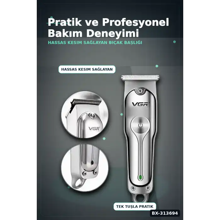 Şarj Edilebilir 0 Bıçak Kafalı Profesyonel Saç Kesme Ve Tıraş Makinesi BX-313694