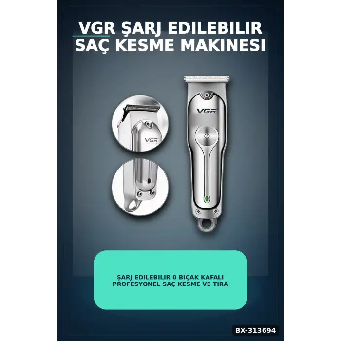 Şarj Edilebilir 0 Bıçak Kafalı Profesyonel Saç Kesme Ve Tıraş Makinesi BX-313694