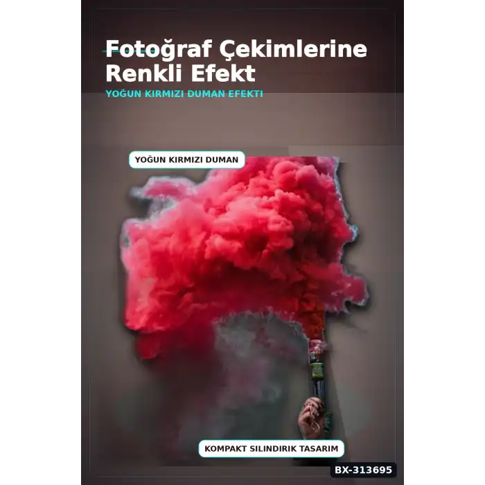 Tek Kullanımlık 35 Saniye Kırmızı Duman Bombası 1 Adet Parti Fotoğraf Aksesuarı BX-313695