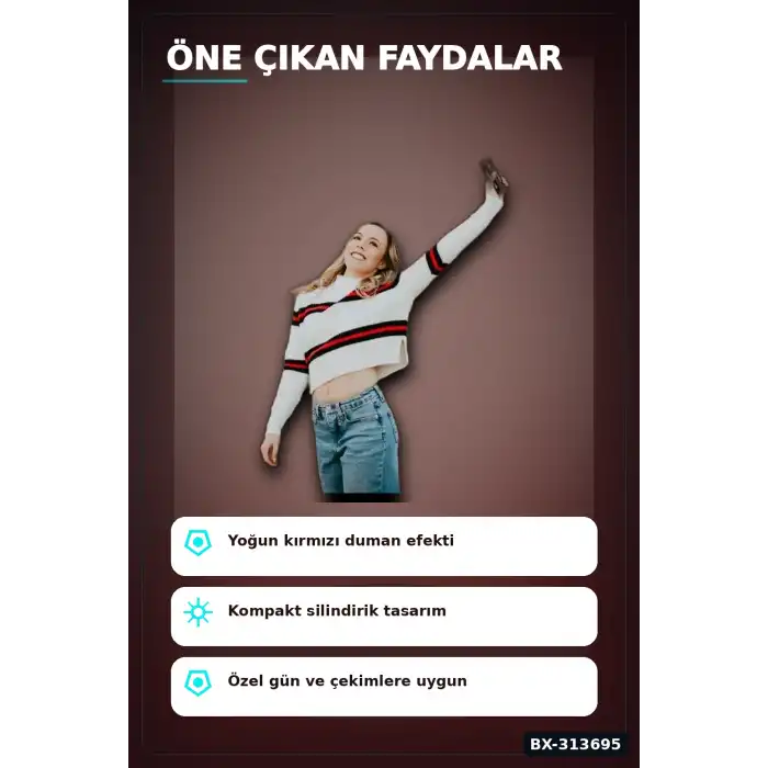 Tek Kullanımlık 35 Saniye Kırmızı Duman Bombası 1 Adet Parti Fotoğraf Aksesuarı BX-313695