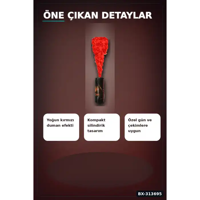 Tek Kullanımlık 35 Saniye Kırmızı Duman Bombası 1 Adet Parti Fotoğraf Aksesuarı BX-313695