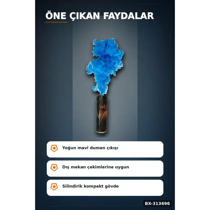 Yogun Dumanli 35 Saniye Mavi Sis Bombasi 1 Adet Fotograf Cenikleri Icin Parti Malzemesi BX-313696