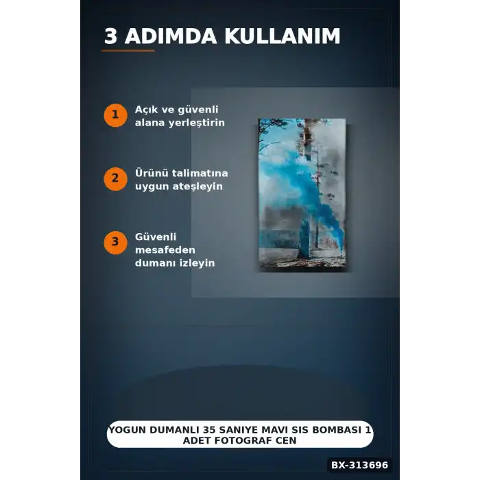 Yogun Dumanli 35 Saniye Mavi Sis Bombasi 1 Adet Fotograf Cenikleri Icin Parti Malzemesi BX-313696
