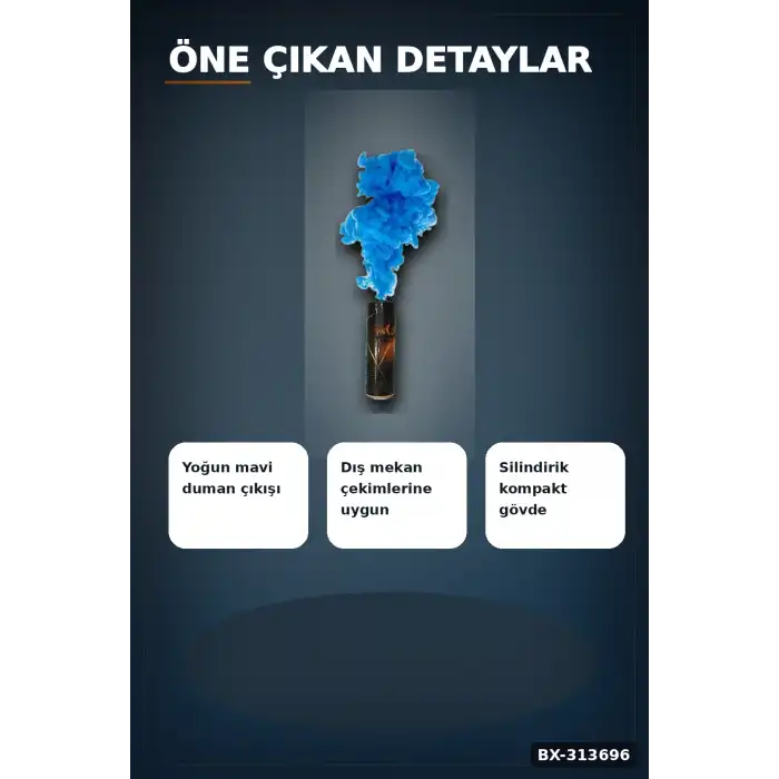 Yogun Dumanli 35 Saniye Mavi Sis Bombasi 1 Adet Fotograf Cenikleri Icin Parti Malzemesi BX-313696