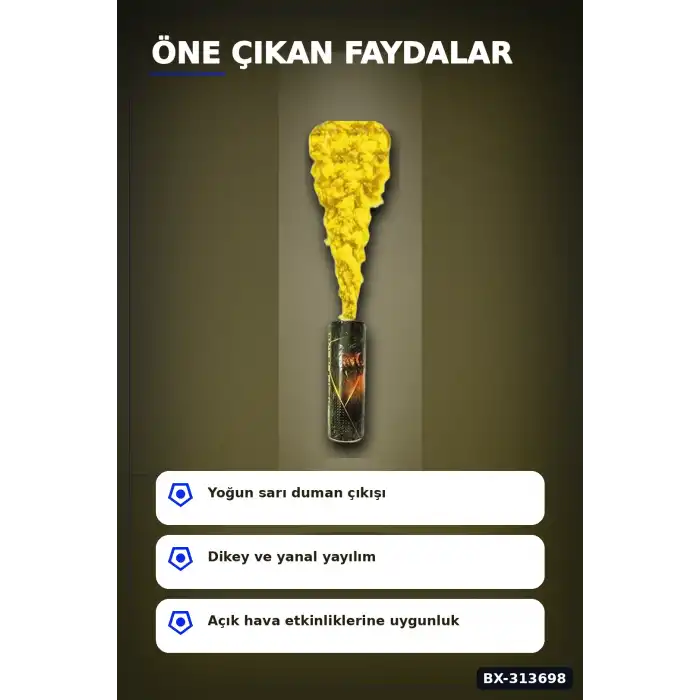 Sarı Duman Bombası 1 Adet Renkli Sis Çıkaran Parti Organizasyon Malzemesi BX-313698