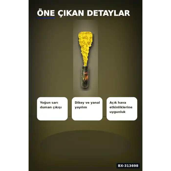 Sarı Duman Bombası 1 Adet Renkli Sis Çıkaran Parti Organizasyon Malzemesi BX-313698