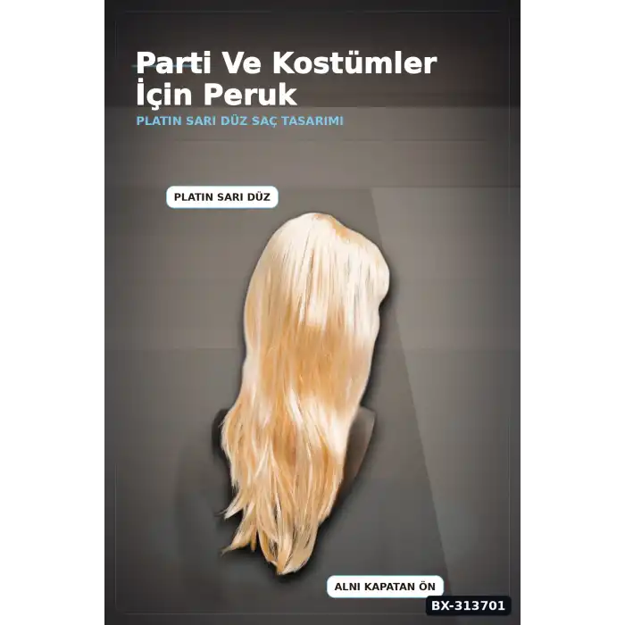Uzun Duz Sentetik Parti Peruğu 60 cm - Yetiskin Kostum Aksesuari Tekli BX-313701