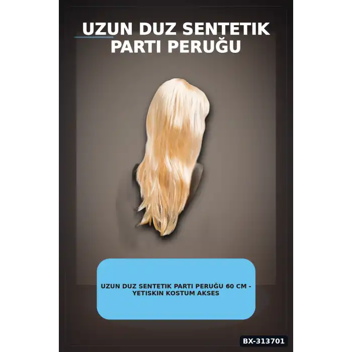 Uzun Duz Sentetik Parti Peruğu 60 cm - Yetiskin Kostum Aksesuari Tekli BX-313701