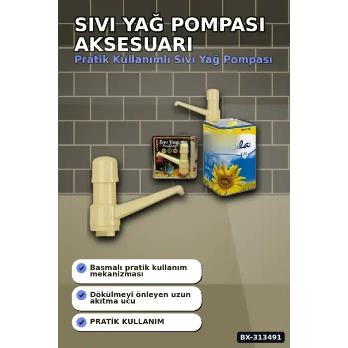 Vakumlu Çift Çekvalfli 30 Cm Sıvı Yağ Pompası - Mutfak Şişe Pompa Aksesuarı BX-313491