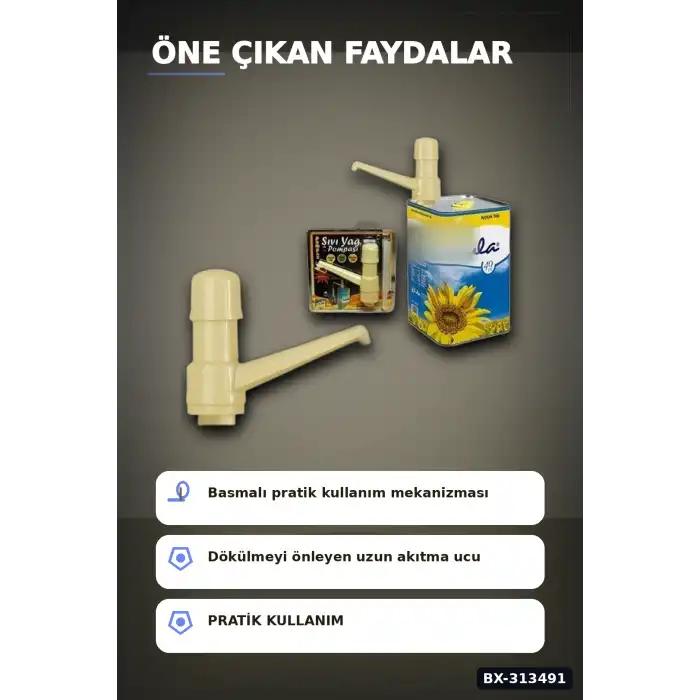 Vakumlu Çift Çekvalfli 30 Cm Sıvı Yağ Pompası - Mutfak Şişe Pompa Aksesuarı BX-313491