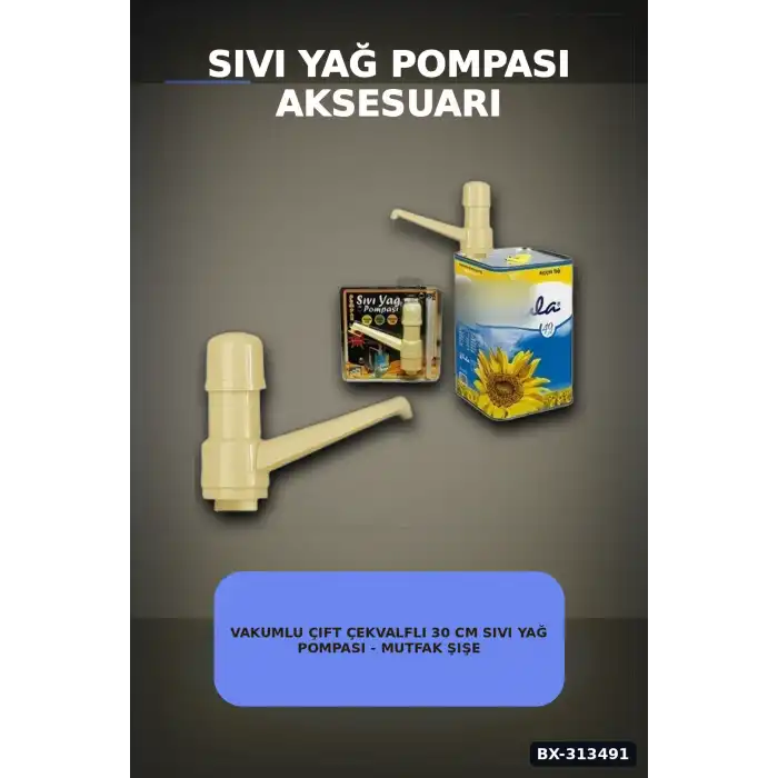 Vakumlu Çift Çekvalfli 30 Cm Sıvı Yağ Pompası - Mutfak Şişe Pompa Aksesuarı BX-313491
