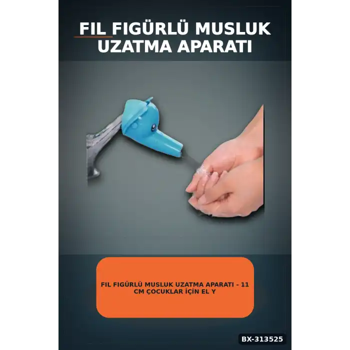Fil Figürlü Musluk Uzatma Aparatı - 11 cm Çocuklar İçin El Yıkama Başlığı BX-313525