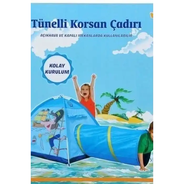 Tünelli Korsan Oyun Çadırı 33x25x40 cm Çocuk Bahçe Ve Dış Mekan Hediyesi BX-313531