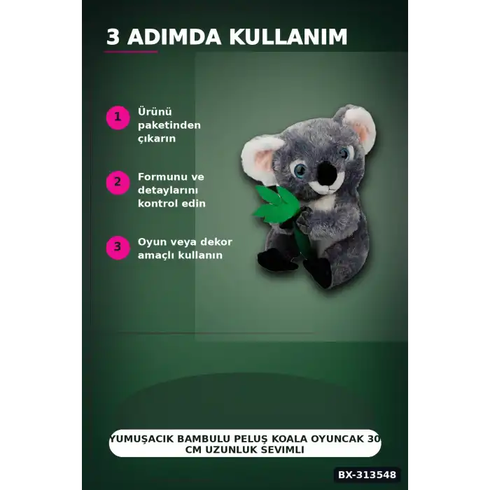 Yumuşacık Bambulu Peluş Koala Oyuncak 30 Cm Uzunluk Sevimli Uyku Arkadaşı BX-313548