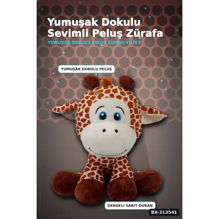 Yumuşak Peluş Zürafa Oyuncak 35 cm Oturur Pozisyon - Çocuk Uyku ve Oyun Arkadaşı BX-313541