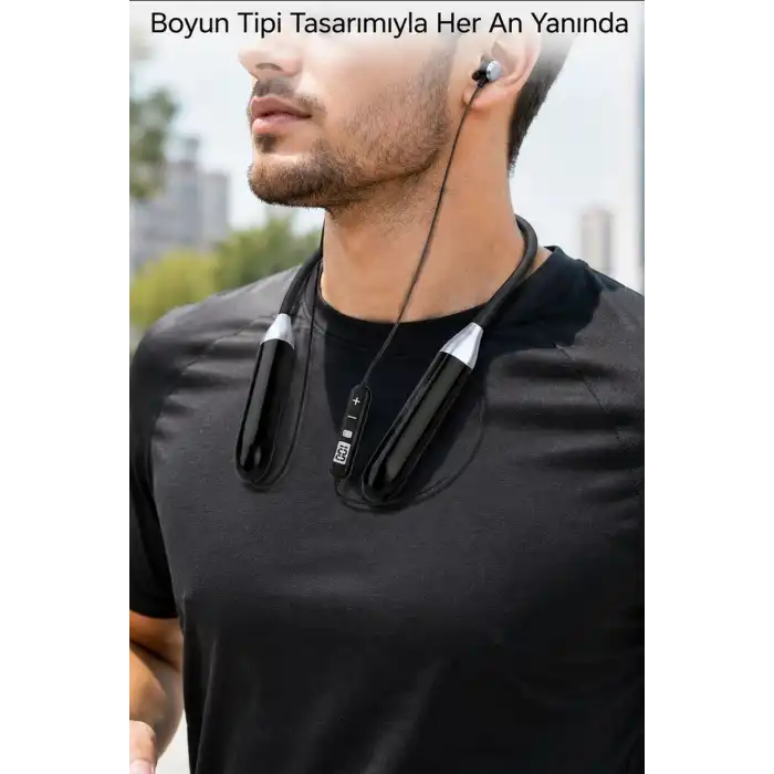 Mikrofonlu 10 Saat Kullanımlı Boyun Tipi Bluetooth Kulaklık Ofis Seyahat BX-313565