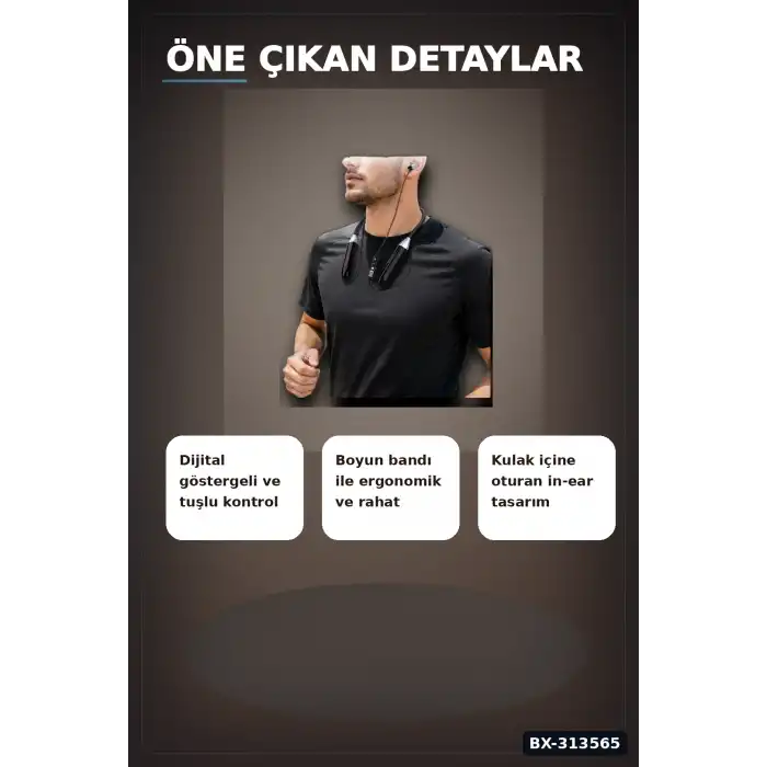 Mikrofonlu 10 Saat Kullanımlı Boyun Tipi Bluetooth Kulaklık Ofis Seyahat BX-313565